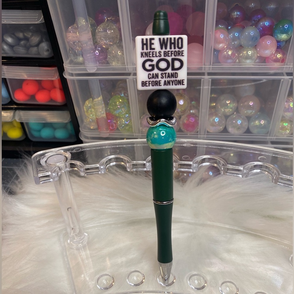 Green and Teal Beaded Pen